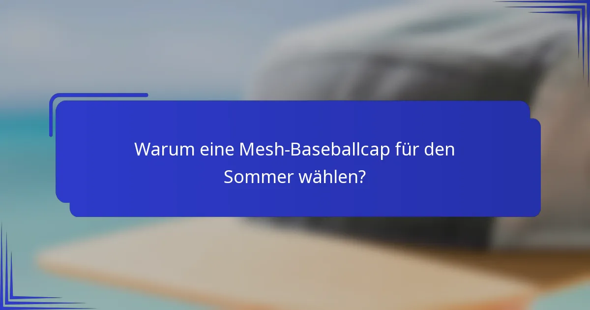 Warum eine Mesh-Baseballcap für den Sommer wählen?