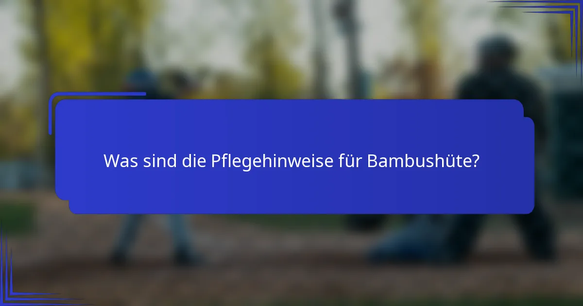 Was sind die Pflegehinweise für Bambushüte?