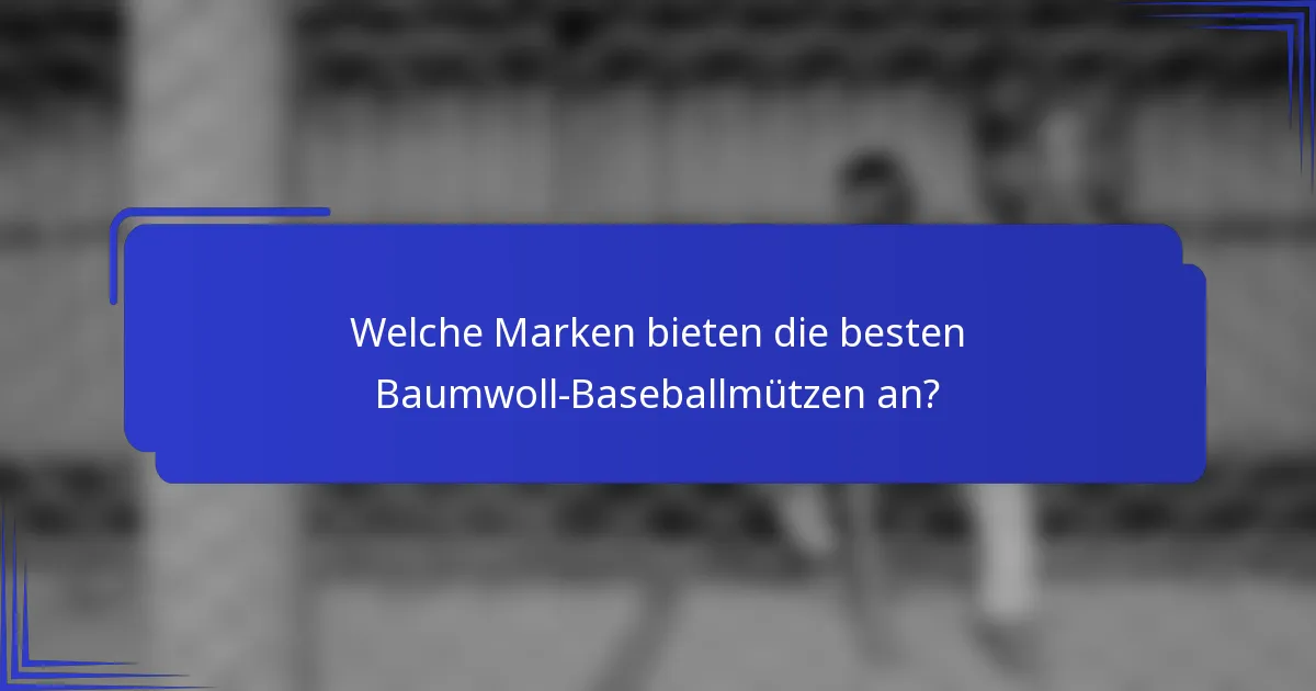 Welche Marken bieten die besten Baumwoll-Baseballmützen an?
