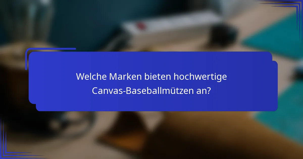 Welche Marken bieten hochwertige Canvas-Baseballmützen an?